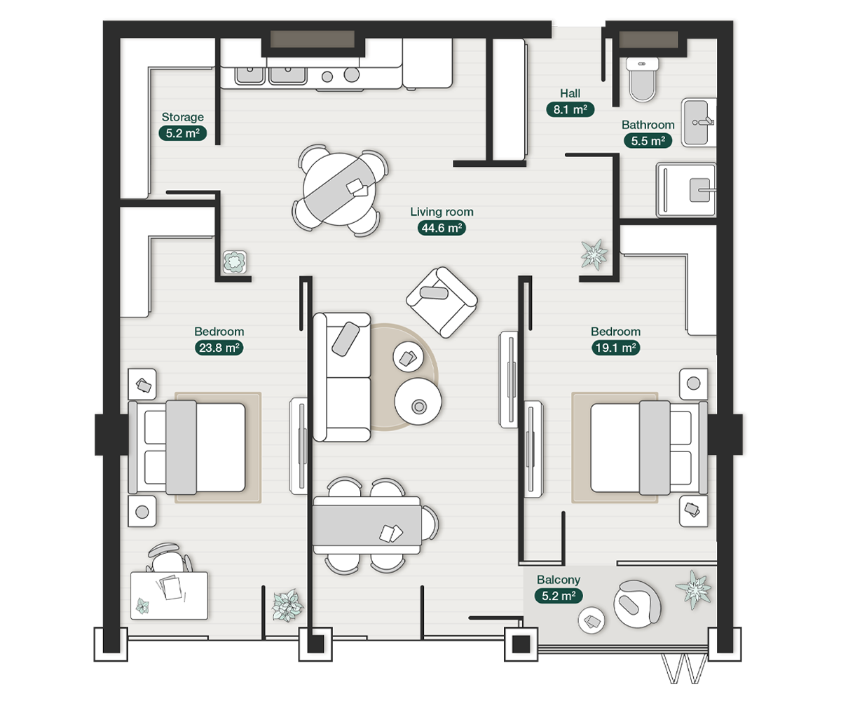 zion-krtsanisi-two-bedroom-apartment-n8-layout