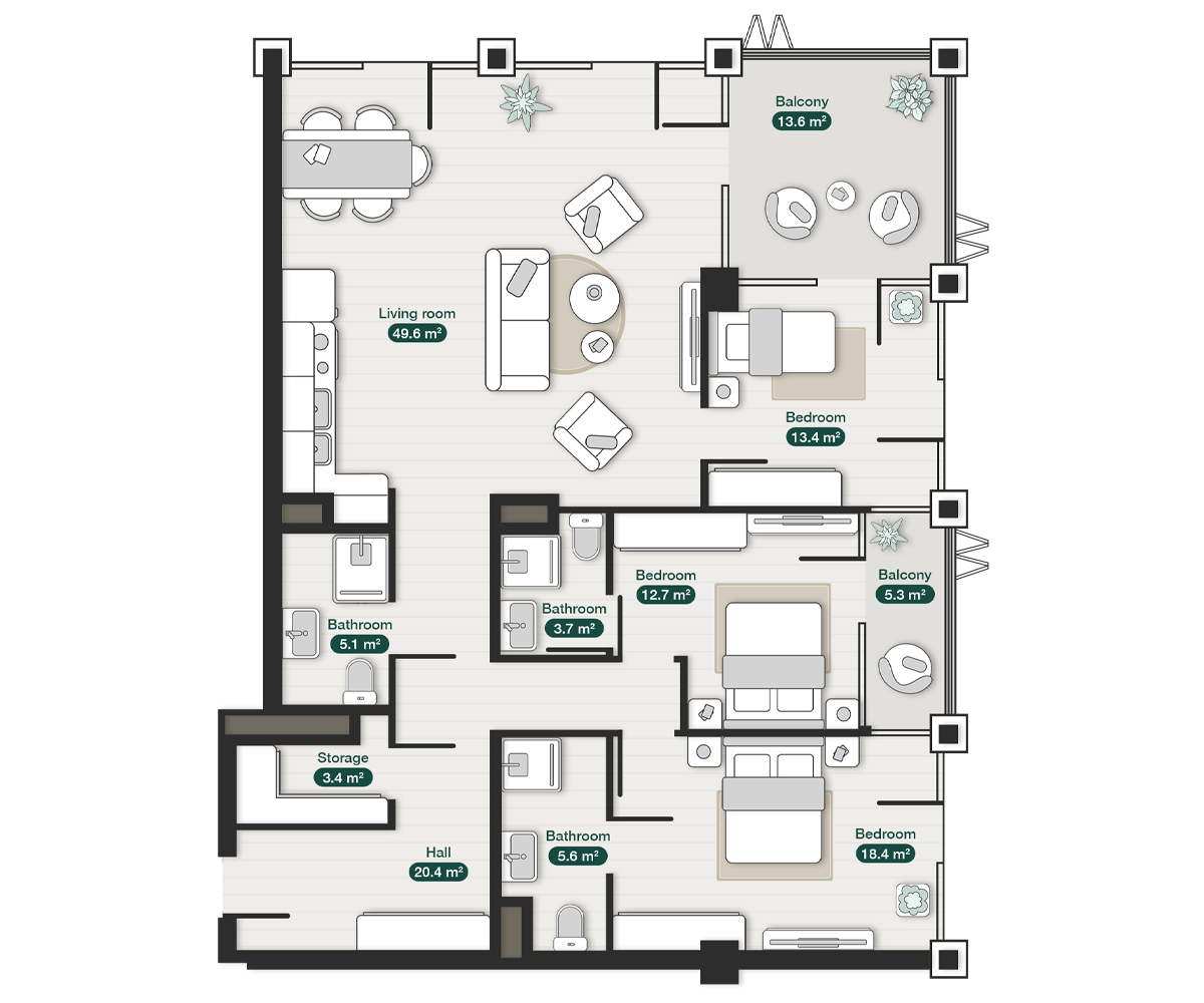 zion-krtsanisi-three-bedroom-home-apartment-n151-plan