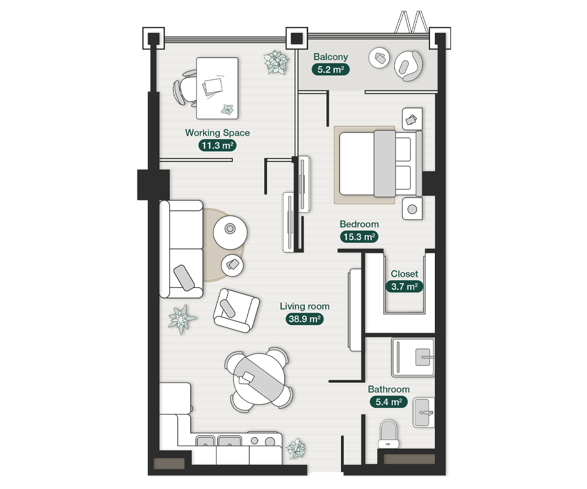 zion-krtsanisi-one-bedroom-residential-apartment-n152-layout.
