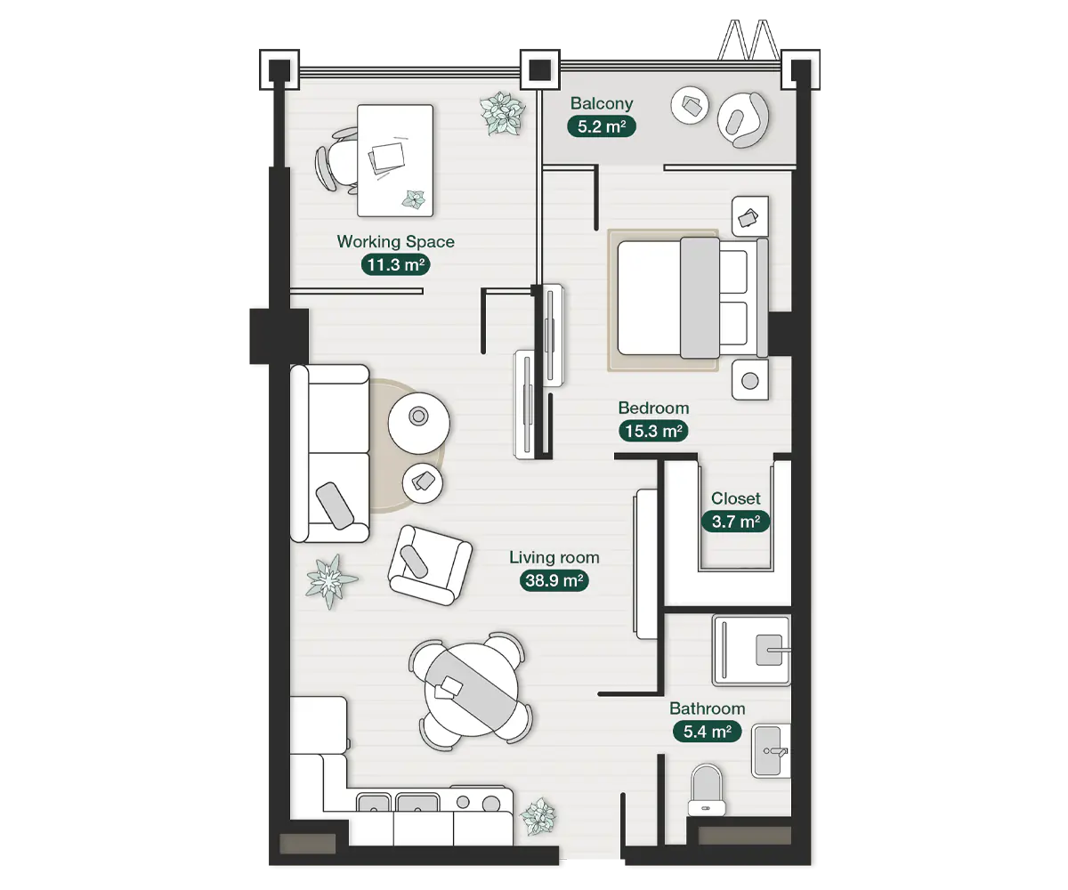 zion-krtsanisi-one-bedroom-residential-apartment-n152-layout.