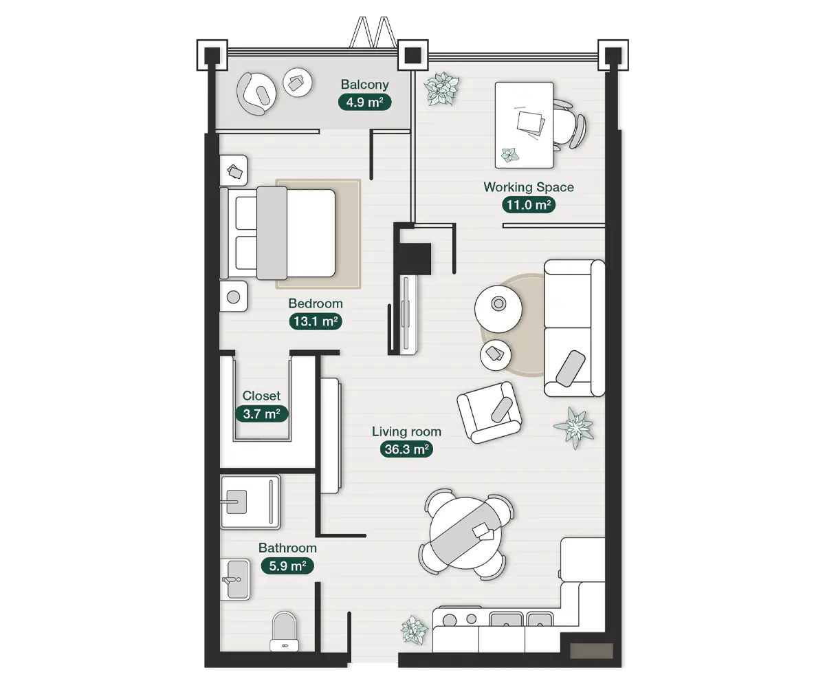 premium-one-bedroom-apartment-zion-krtsanisi-floor-plan124