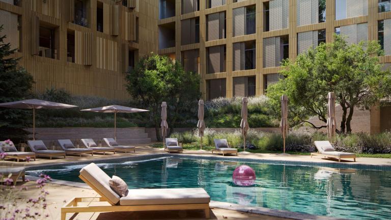 Luxury outdoor pool in Tbilisi's diplomatic district