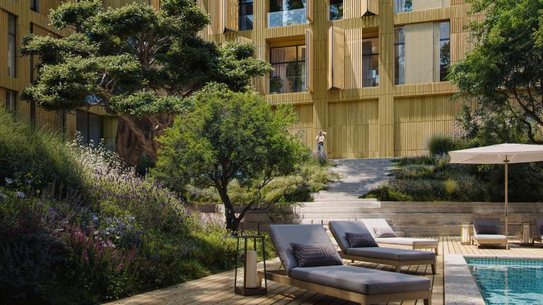 ZION Embassies green courtyard view