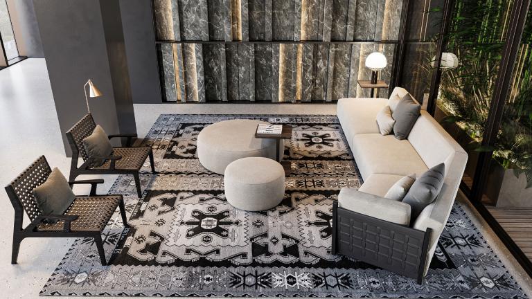 Modern residential lobby in diplomatic district