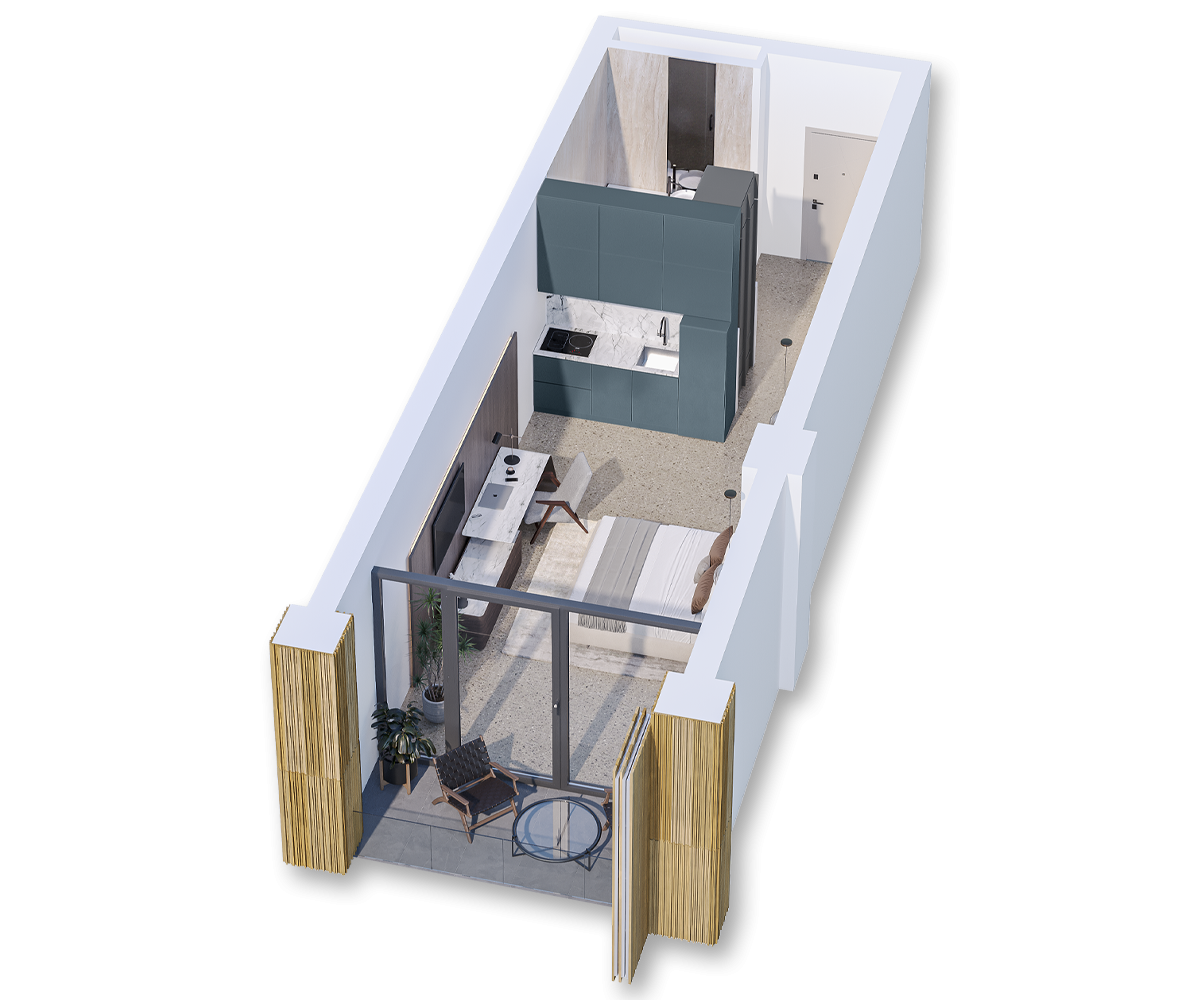 studio premium apartment krtsanisi ZION 3d render