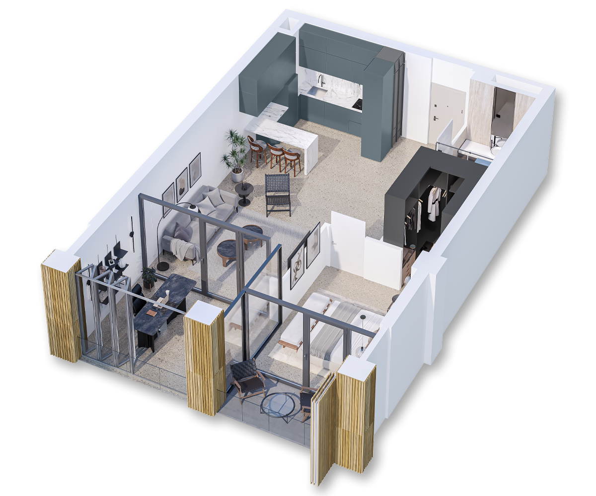 Zion Krtsanisi Embassies one bedroom 3d render