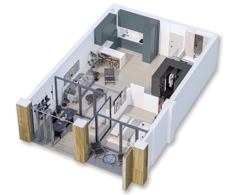 Zion Krtsanisi Embassies one bedroom 3d render