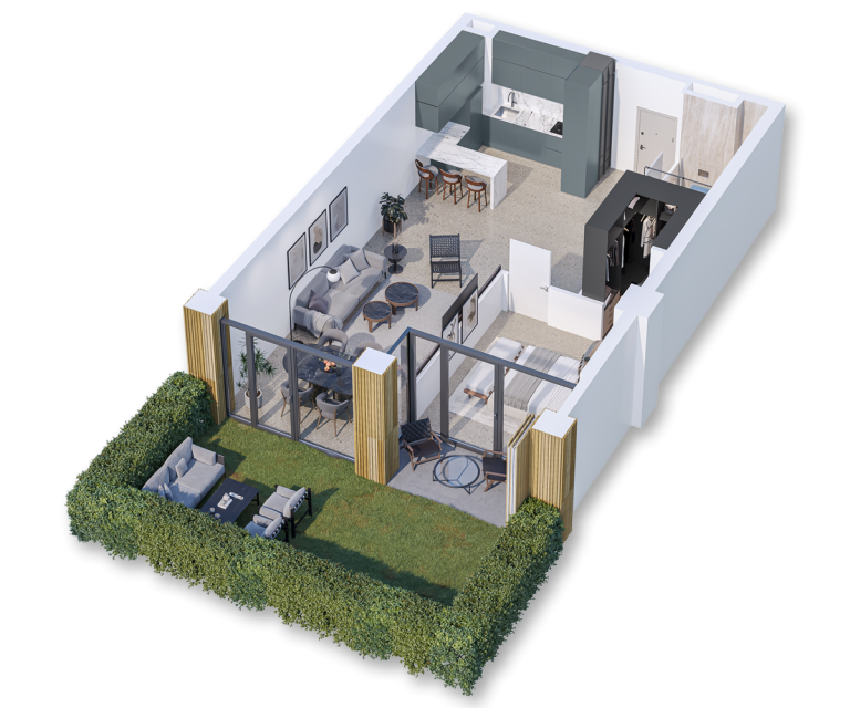 1 apartment with private yard