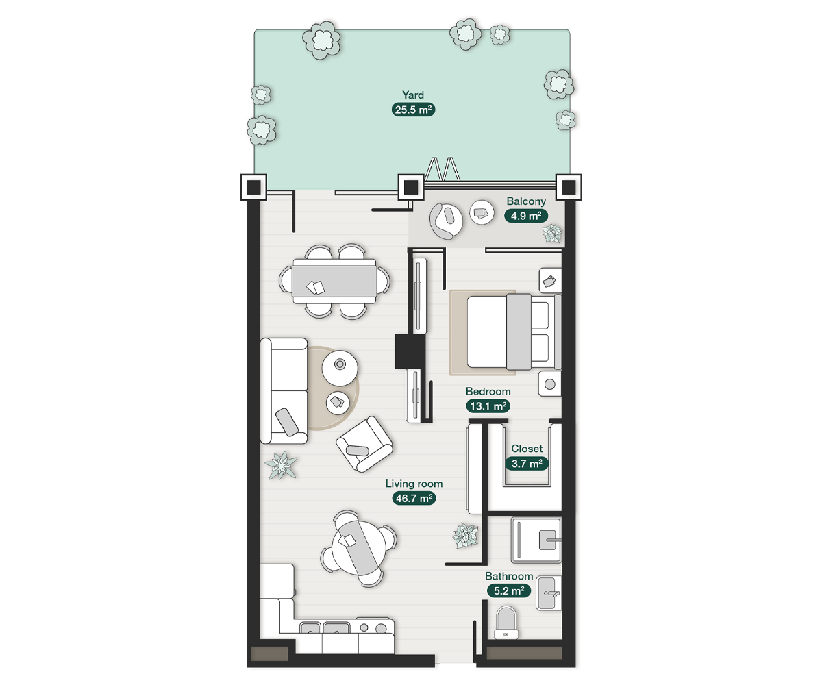premium apartment with yard n2