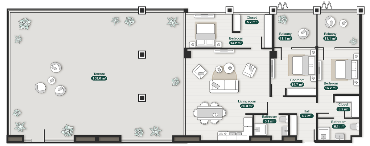 50 luxury apartment 