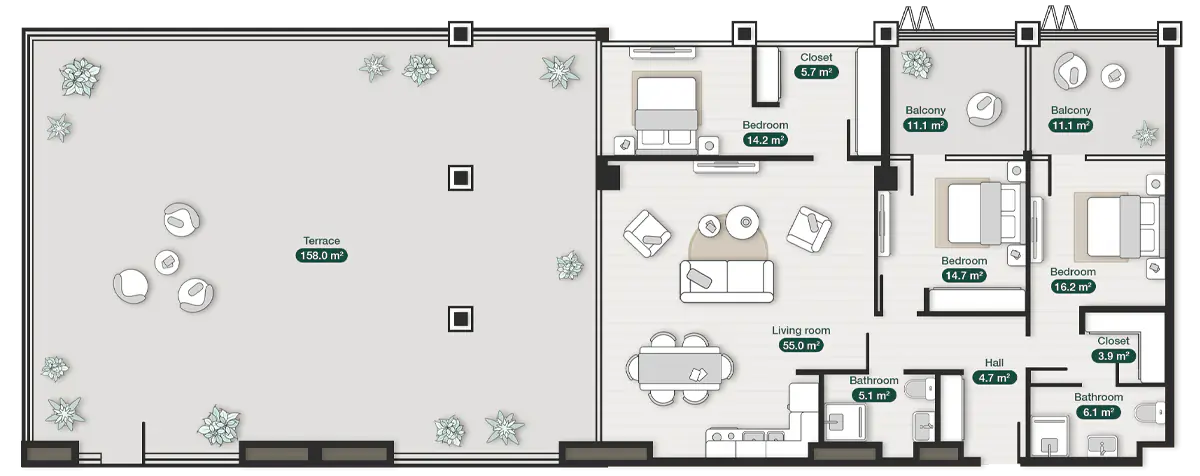 50 luxury apartment 